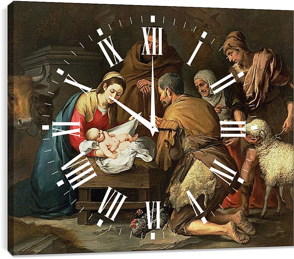 Часы картина - Поклонение пастухов. Бартоломе Эстебан Мурильо