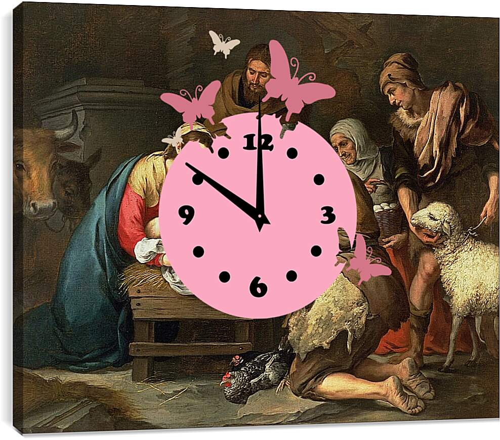 Часы картина - Поклонение пастухов. Бартоломе Эстебан Мурильо