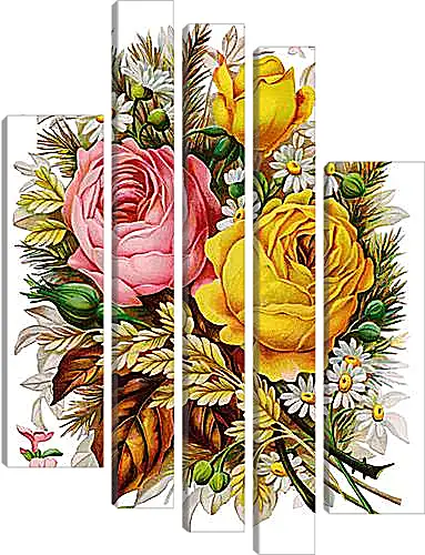Модульная картина - Vintage flovers - Цветы
