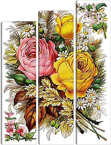 Модульная картина - Vintage flovers - Цветы
