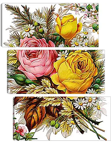 Модульная картина - Vintage flovers - Цветы
