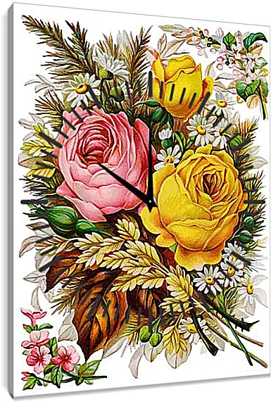 Часы картина - Vintage flovers - Цветы

