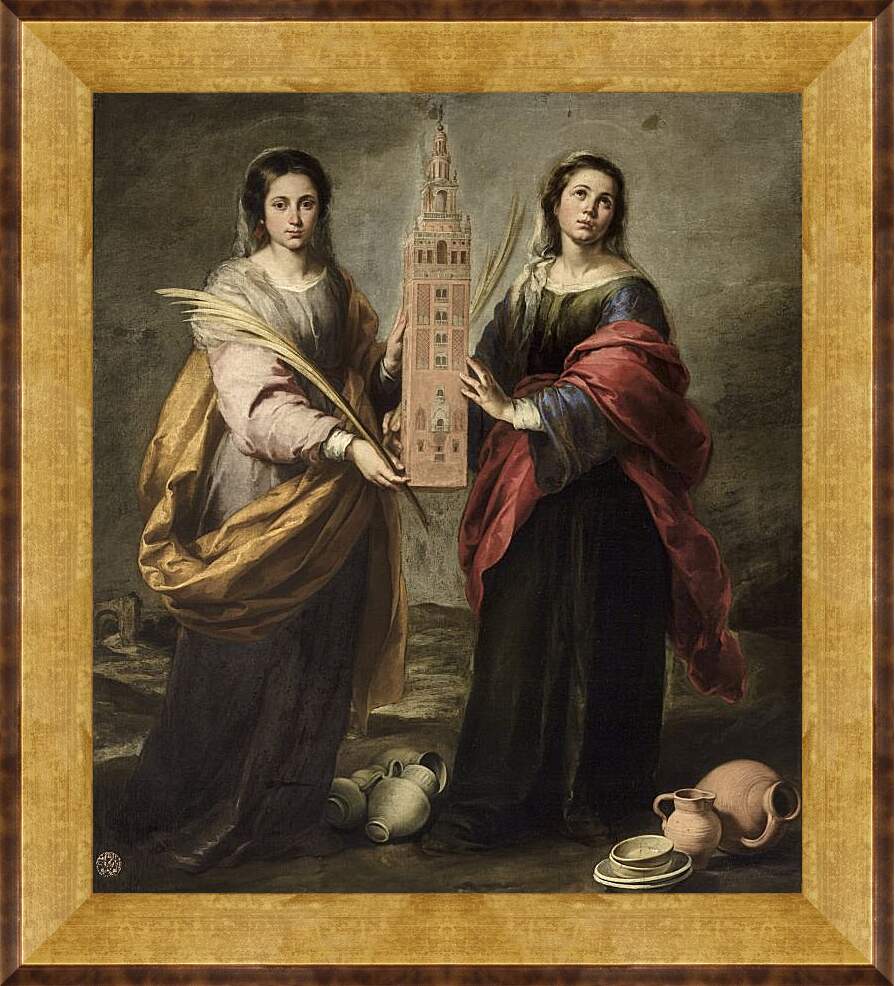 Картина в раме - Святая Юста и Святая Руфина. Бартоломе Эстебан Мурильо