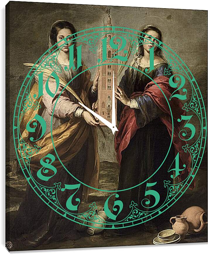 Часы картина - Святая Юста и Святая Руфина. Бартоломе Эстебан Мурильо