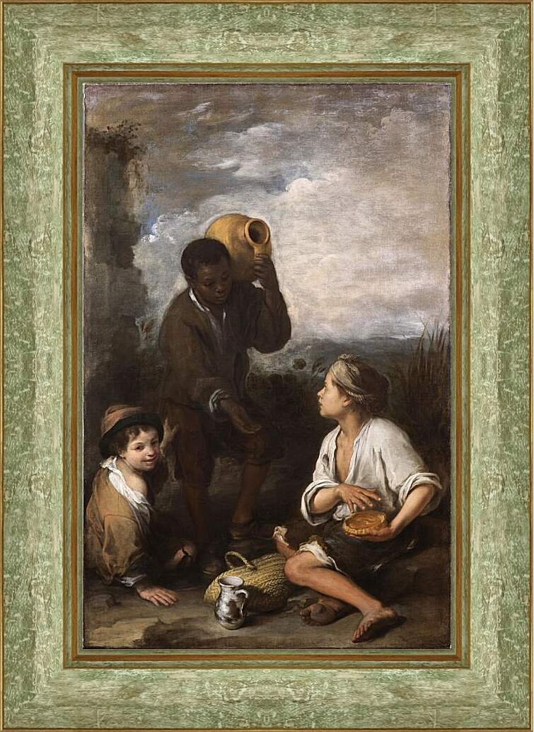 Картина в раме - Три мальчика. Бартоломе Эстебан Мурильо