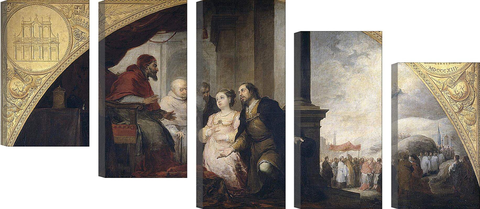 Модульная картина - Аристократ Хуан и его жена рассказывают о своем сне Папе Либерию. Бартоломе Эстебан Мурильо