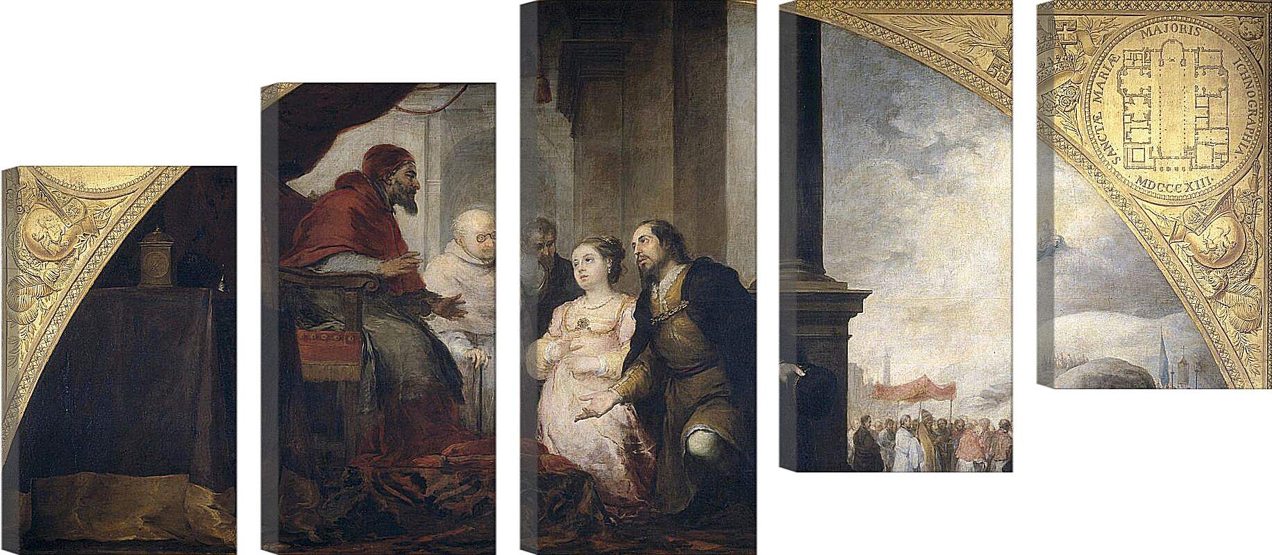 Модульная картина - Аристократ Хуан и его жена рассказывают о своем сне Папе Либерию. Бартоломе Эстебан Мурильо