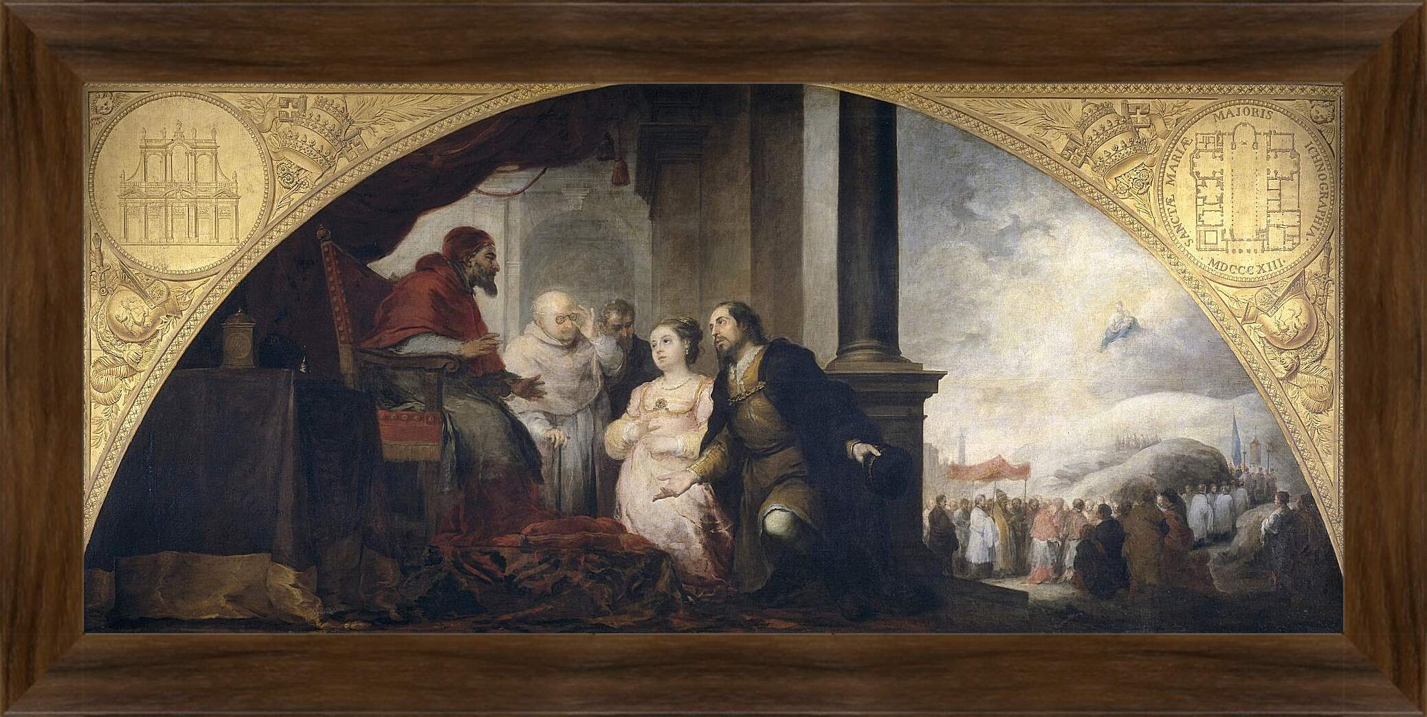 Картина в раме - Аристократ Хуан и его жена рассказывают о своем сне Папе Либерию. Бартоломе Эстебан Мурильо
