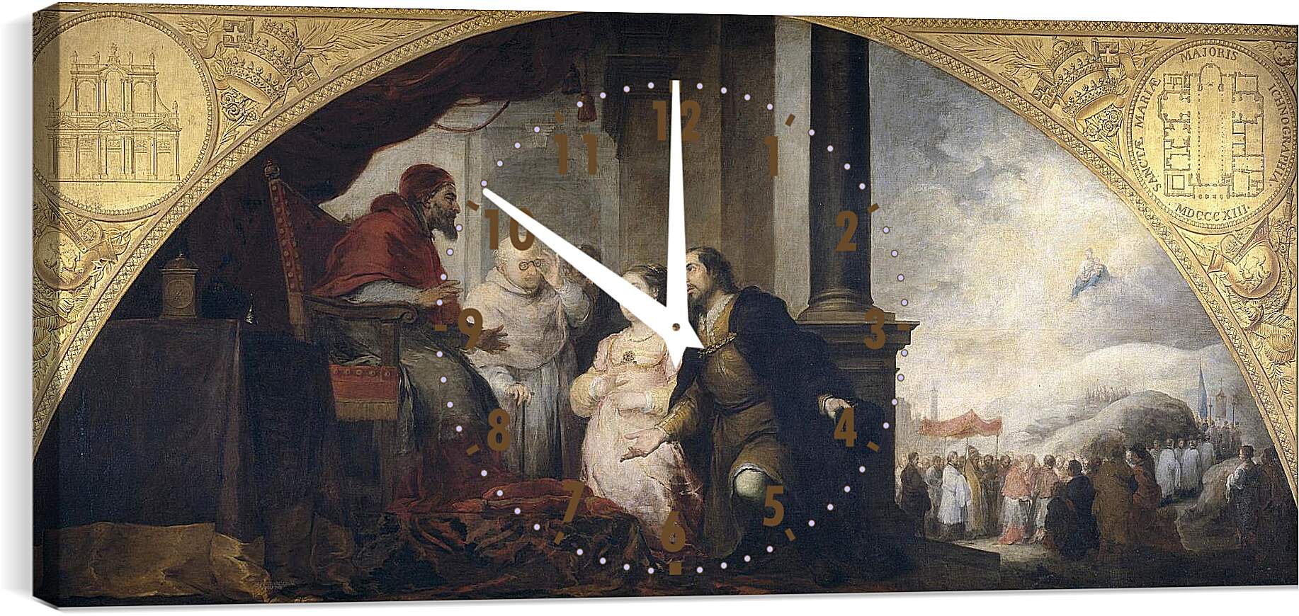 Часы картина - Аристократ Хуан и его жена рассказывают о своем сне Папе Либерию. Бартоломе Эстебан Мурильо