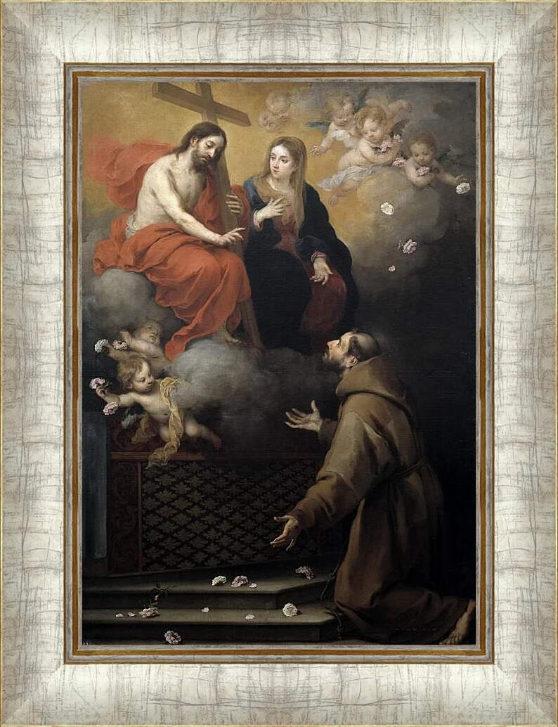 Картина в раме - Видение Св. Франсиско в Порсиункуле. Бартоломе Эстебан Мурильо