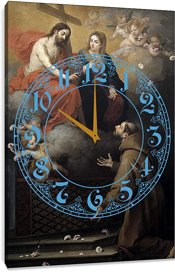 Часы картина - Видение Св. Франсиско в Порсиункуле. Бартоломе Эстебан Мурильо