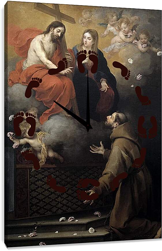 Часы картина - Видение Св. Франсиско в Порсиункуле. Бартоломе Эстебан Мурильо