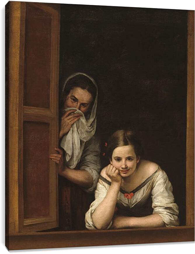 Постер и плакат - Две девушки у окна. Бартоломе Эстебан Мурильо