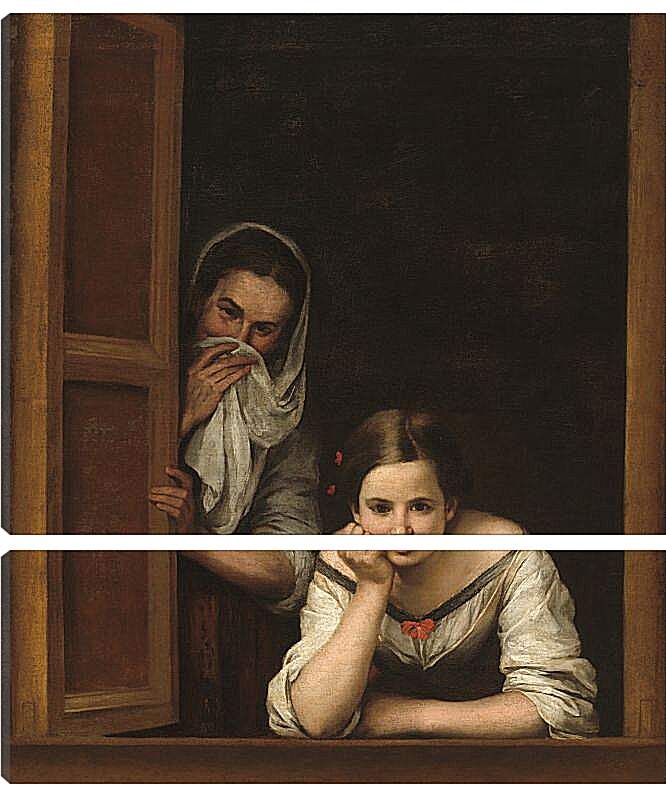 Модульная картина - Две девушки у окна. Бартоломе Эстебан Мурильо