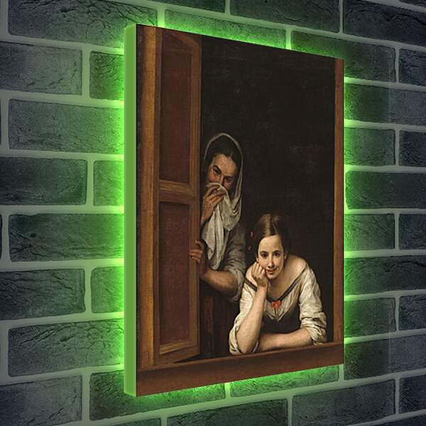 Лайтбокс световая панель - Две девушки у окна. Бартоломе Эстебан Мурильо