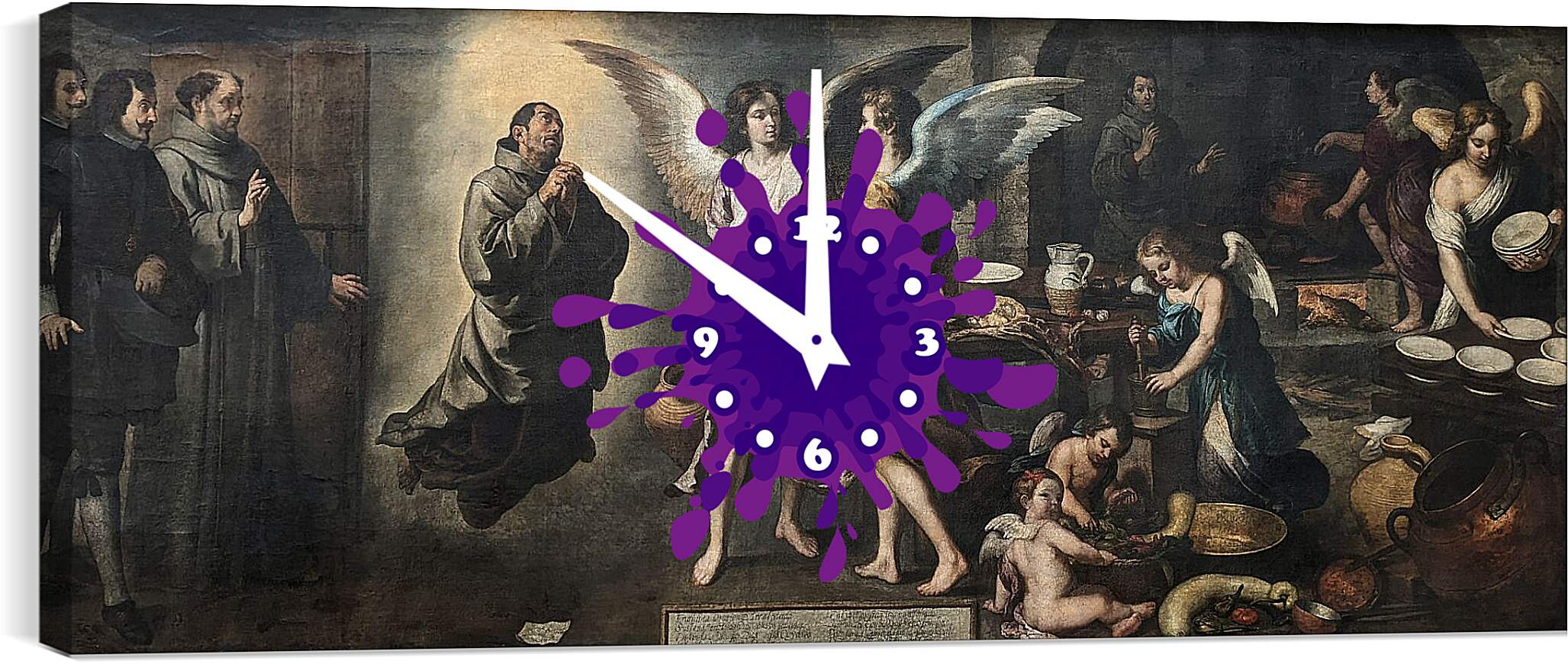 Часы картина - Кухня ангелов. Бартоломе Эстебан Мурильо