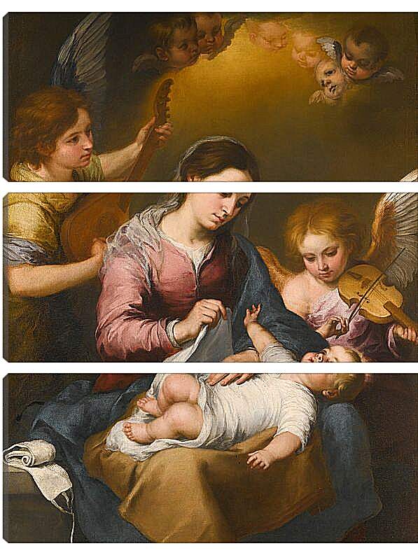 Модульная картина - Мария и Младенец с музицирующими ангелами. Бартоломе Эстебан Мурильо
