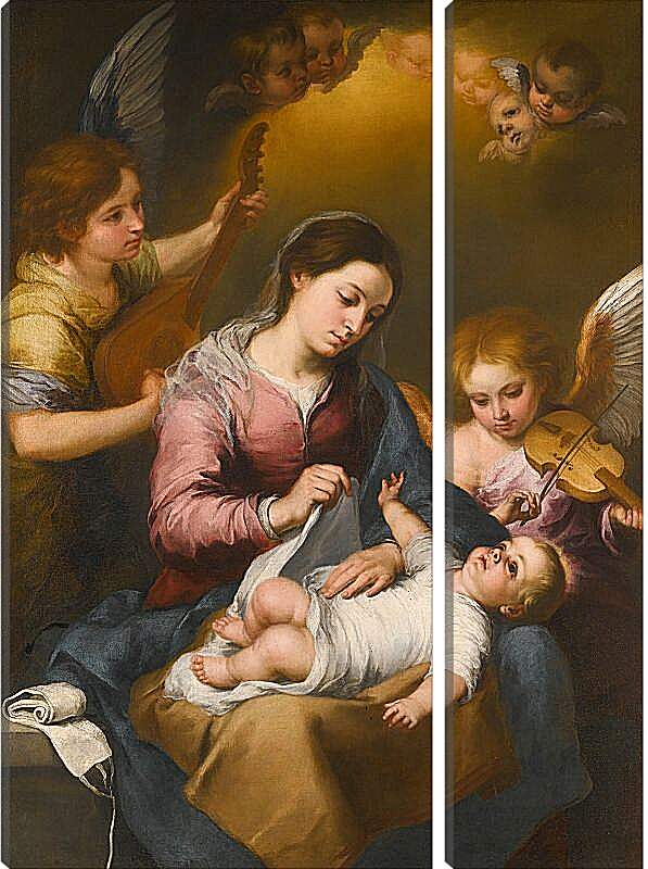 Модульная картина - Мария и Младенец с музицирующими ангелами. Бартоломе Эстебан Мурильо