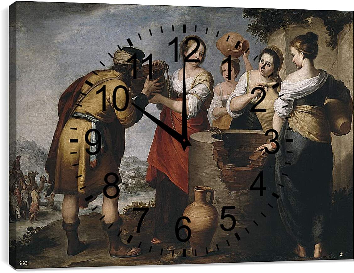 Часы картина - Ребекка и Елиезер. Бартоломе Эстебан Мурильо