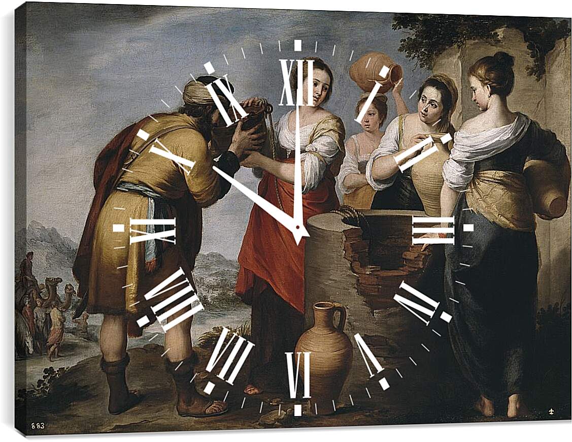 Часы картина - Ребекка и Елиезер. Бартоломе Эстебан Мурильо