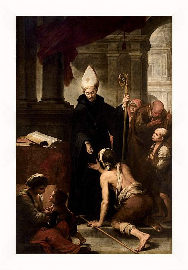 Картина в раме - Св. Фома из Виллануэвы, раздающий милостыню. Бартоломе Эстебан Мурильо