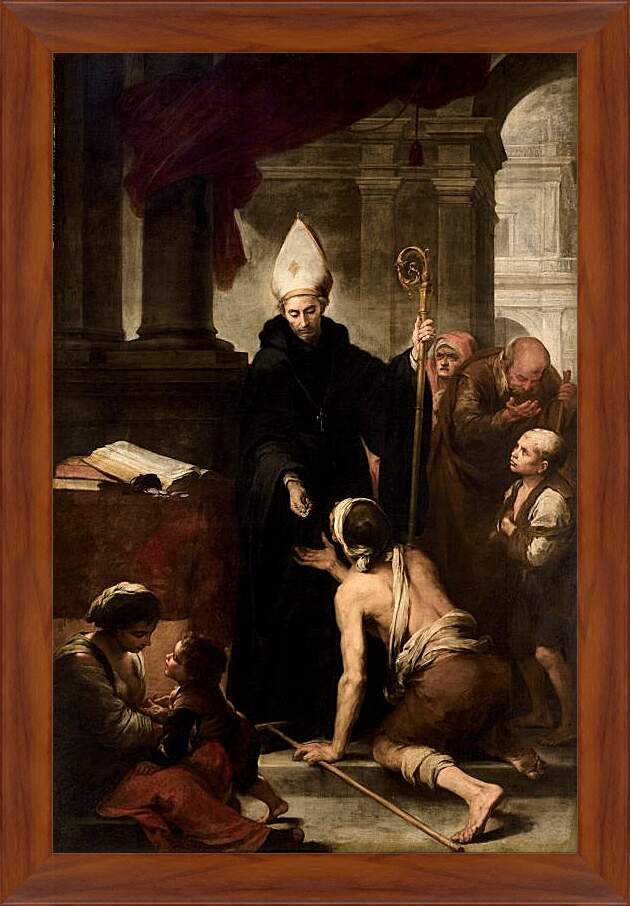 Картина в раме - Св. Фома из Виллануэвы, раздающий милостыню. Бартоломе Эстебан Мурильо
