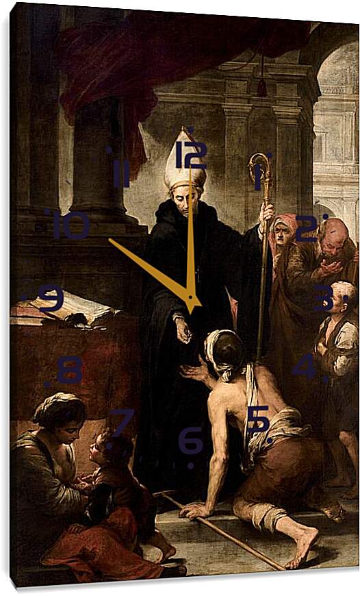 Часы картина - Св. Фома из Виллануэвы, раздающий милостыню. Бартоломе Эстебан Мурильо
