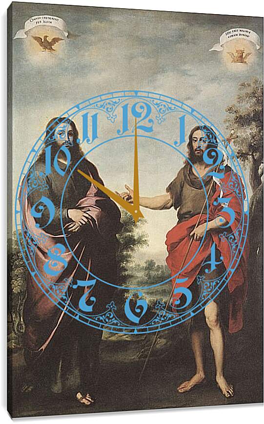 Часы картина - Святой Иоанн Креститель указывает на Христа. Бартоломе Эстебан Мурильо