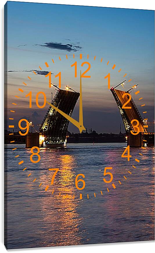 Часы картина - Дворцовый мост. Санкт-Петербург