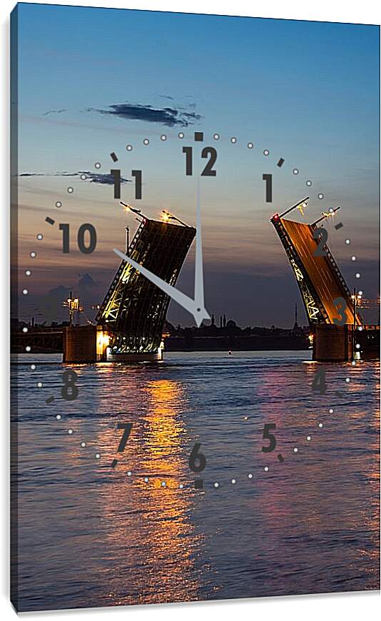 Часы картина - Дворцовый мост. Санкт-Петербург