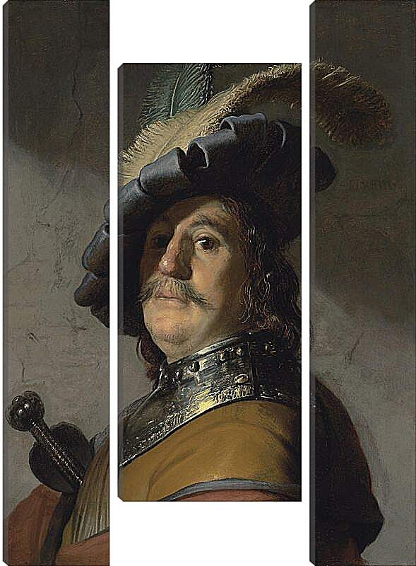 Модульная картина - Портрет мужчины в горжете и берете с перьями. Рембрандт