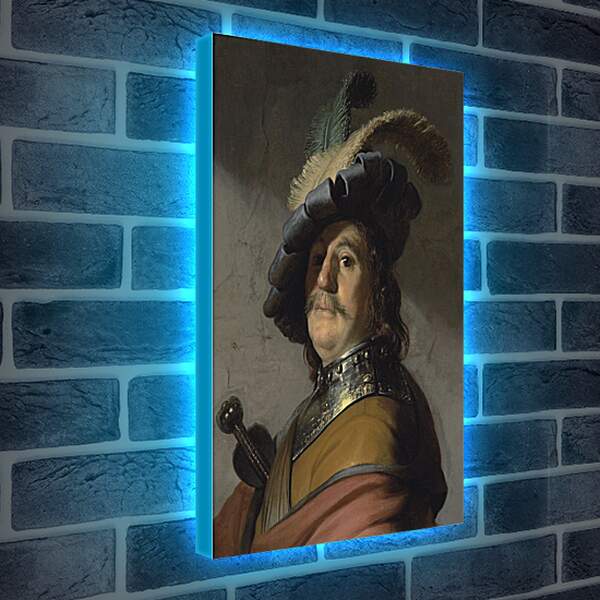 Лайтбокс световая панель - Портрет мужчины в горжете и берете с перьями. Рембрандт