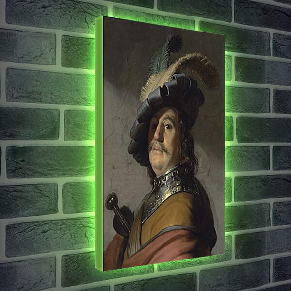 Лайтбокс световая панель - Портрет мужчины в горжете и берете с перьями. Рембрандт