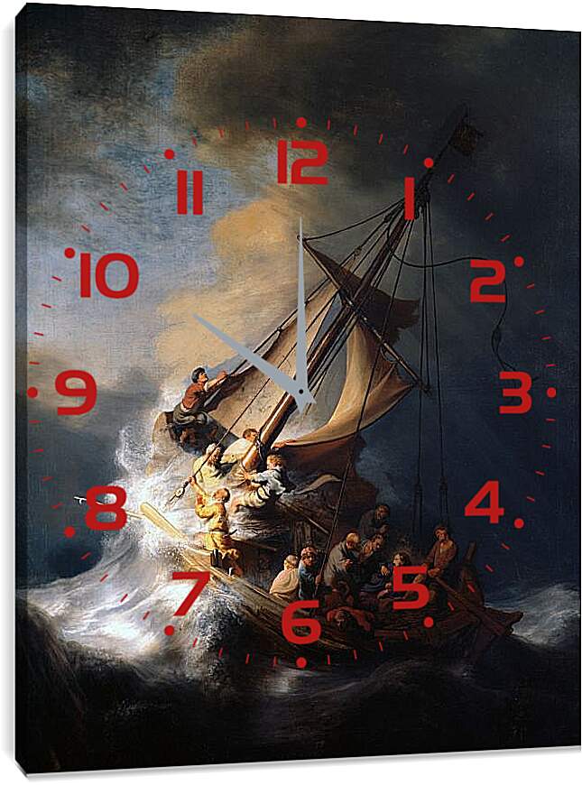 Часы картина - Христос во время шторма на море Галилейском. Рембрандт