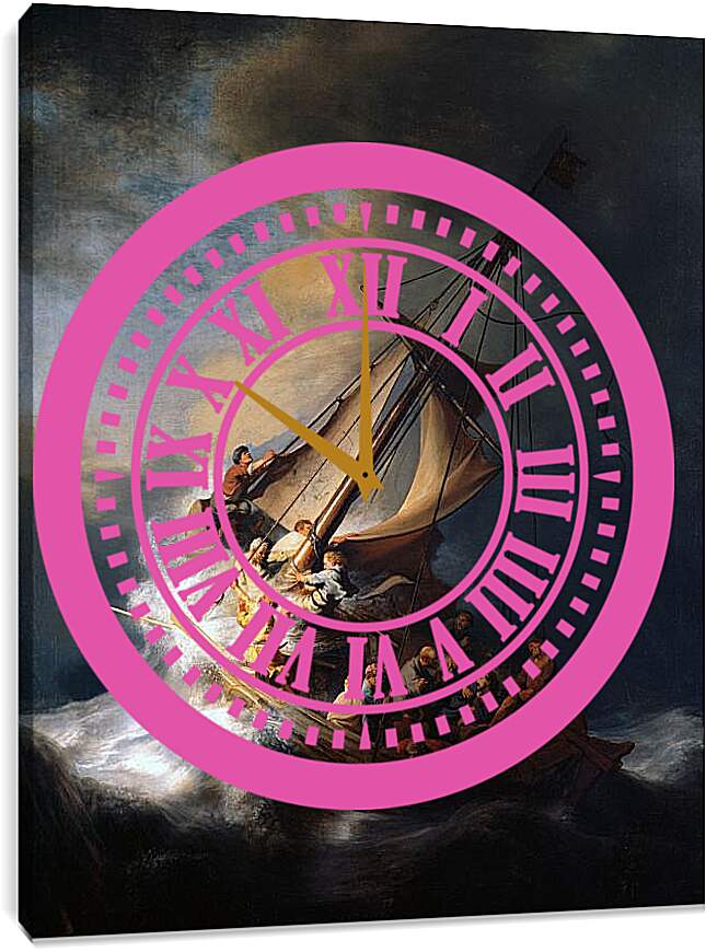 Часы картина - Христос во время шторма на море Галилейском. Рембрандт