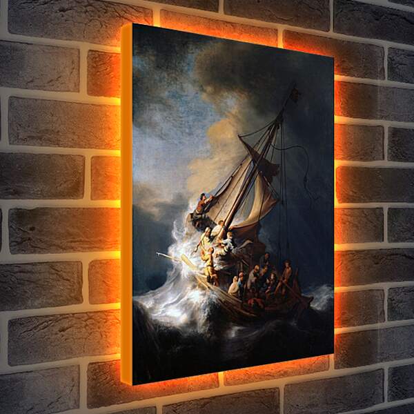 Лайтбокс световая панель - Христос во время шторма на море Галилейском. Рембрандт