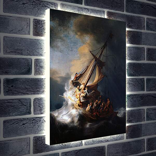 Лайтбокс световая панель - Христос во время шторма на море Галилейском. Рембрандт
