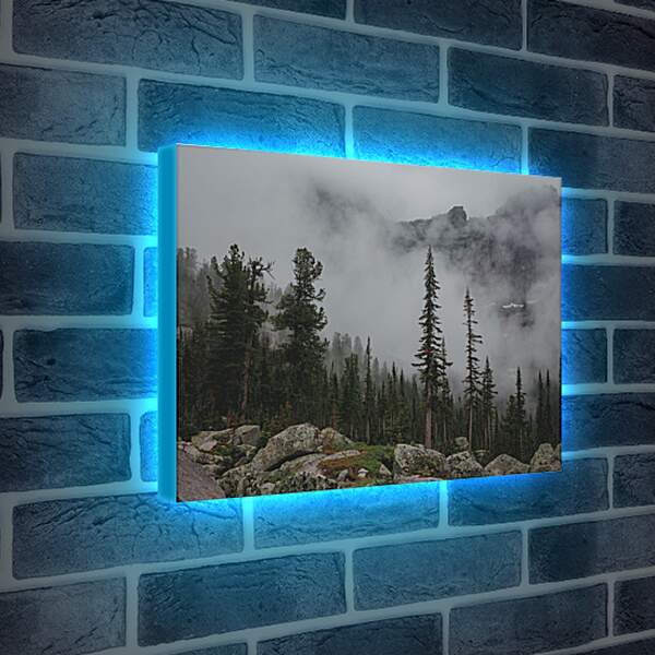 Лайтбокс световая панель - Горы в тумане