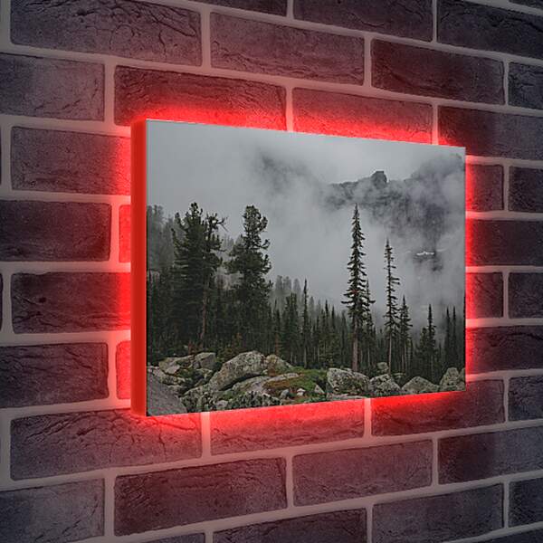 Лайтбокс световая панель - Горы в тумане