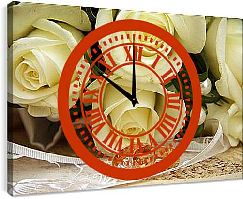 Часы картина - Свадебный букет (Розы)