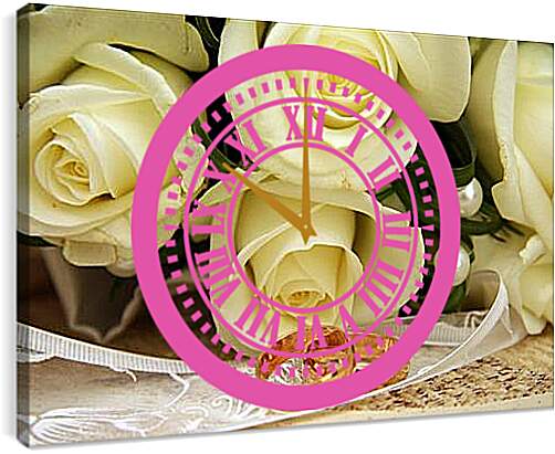 Часы картина - Свадебный букет (Розы)