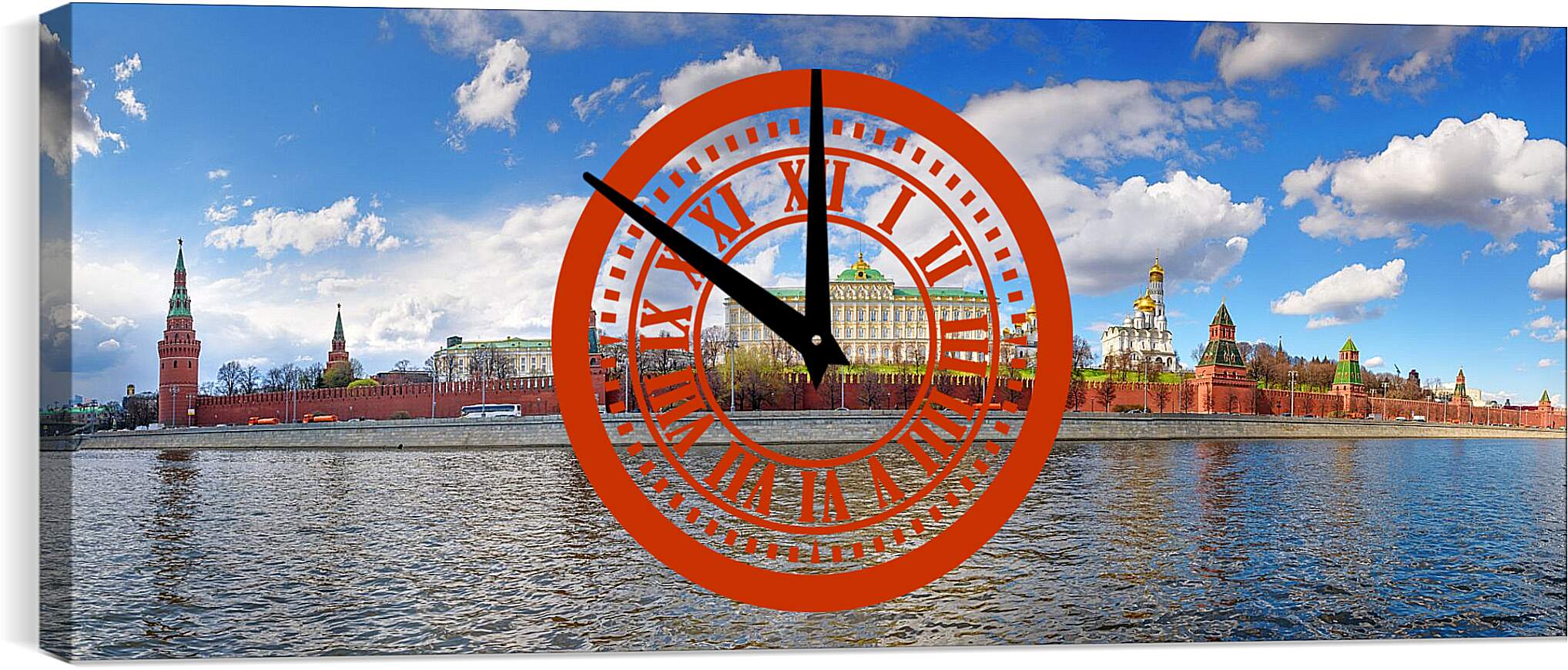 Часы картина - Вид Московского Кремля с Софийской набережной