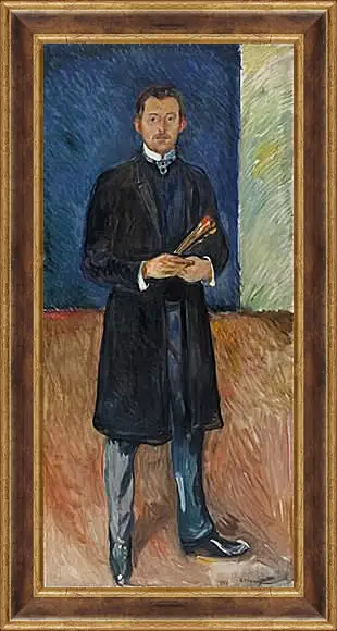 Картина в раме - Self-Portrait with Brushes. Эдвард Мунк