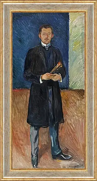 Картина в раме - Self-Portrait with Brushes. Эдвард Мунк