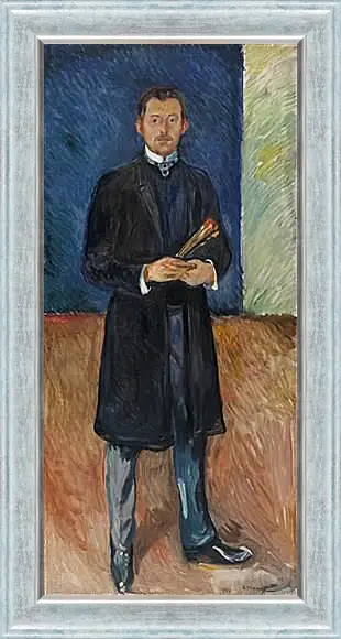 Картина в раме - Self-Portrait with Brushes. Эдвард Мунк