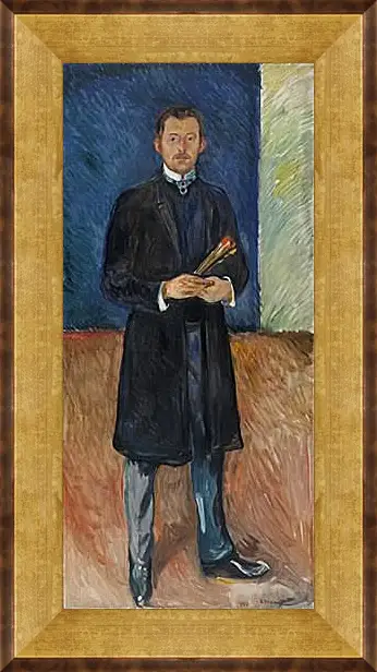 Картина в раме - Self-Portrait with Brushes. Эдвард Мунк