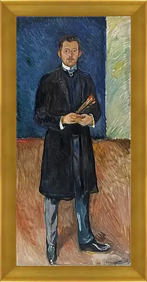 Картина в раме - Self-Portrait with Brushes. Эдвард Мунк