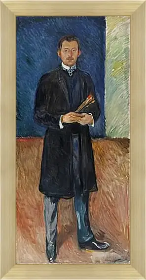 Картина в раме - Self-Portrait with Brushes. Эдвард Мунк