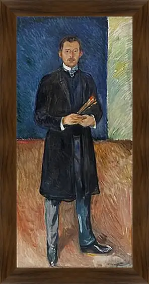 Картина в раме - Self-Portrait with Brushes. Эдвард Мунк