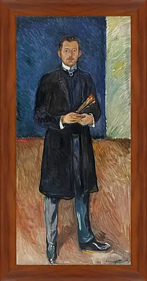 Картина в раме - Self-Portrait with Brushes. Эдвард Мунк